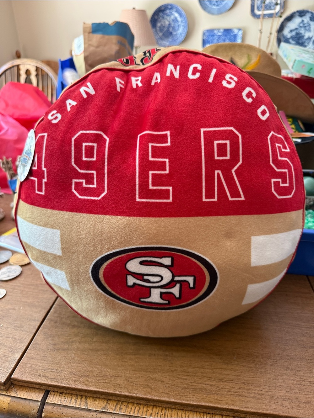 NFL Red Plush Football Accent Pillow